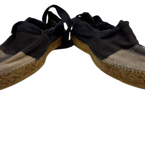 Chanel Lace-Up Espadrille Black Canvas Jute 36 Espadrille